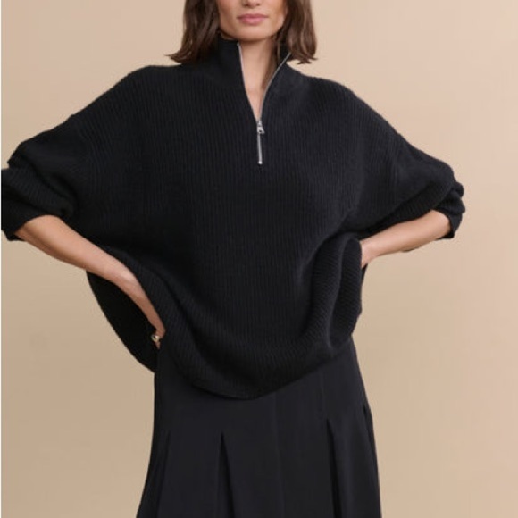Jenni Kayne Sweaters - JENNI KAYNE - Cashmere Black Half Zip Sweater  Size